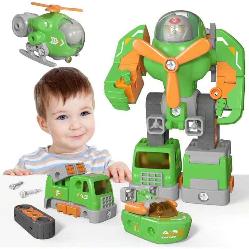 Juguetes robóticos para niños de 3 años, 3 en 1, juguetes robóticos desmontables, vehículos que se transforman en robots, regalos de cumpleaños para niños