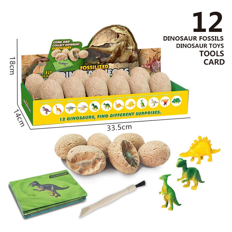 Kit de excavación de huevos de dinosaurio, paquete de 12, descubre 12 dinosaurios diferentes, juguete de huevo de dinosaurio, arqueología, juguetes de fiesta de Pascua, juguetes educativos para niños de 6 años, regalo para niños y niñas