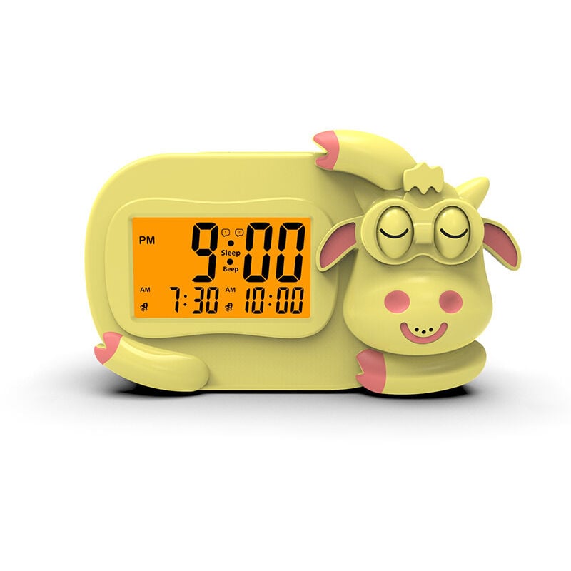 Reloj para niños Cabra Despertar Niños Educación Día / Noche Luz LED - Despertar Niños Niña Niño - Dormir y despertar Aprendizaje de enseñanza inteligente con reloj - Amarillo