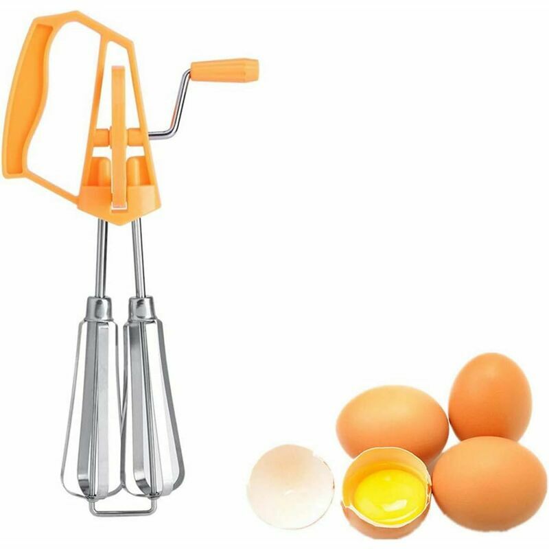 Batidor, batidora manual de huevos Batidora manual de acero inoxidable Batidora Batidora batidora de huevos Manivela Herramienta de cocina Cocina (naranja)