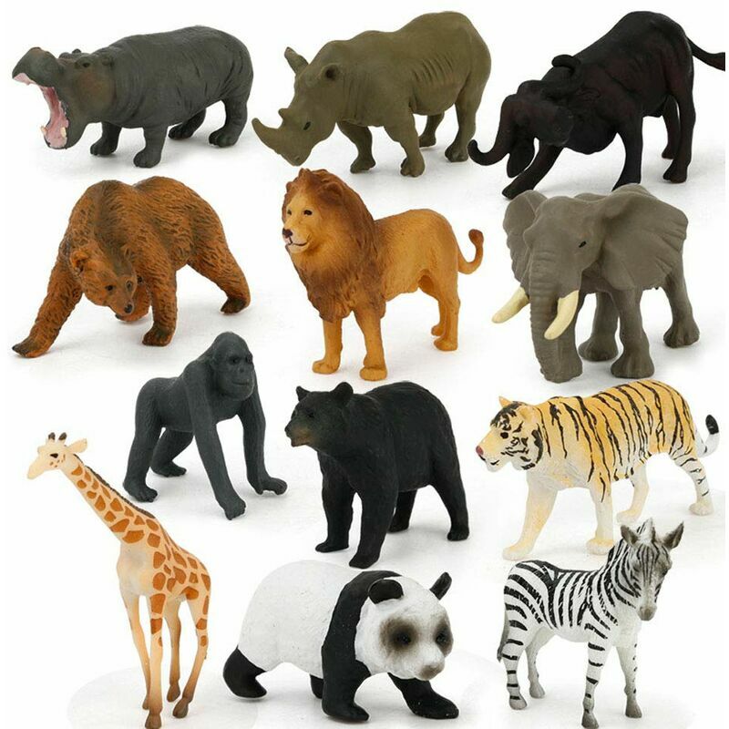 12PCS Mini Animal Toys Set Juguetes educativos Jungle Animal Toys