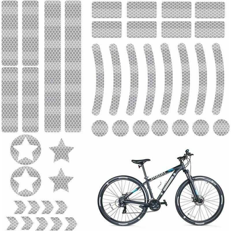 Reflectores De Bicicleta, Pegatinas De Bicicleta Pegatinas Reflectantes, 42 Piezas Pegatinas De Bicicleta Cinta Adhesiva Reflectante, Pegatinas Reflectantes Ropa, Para Casco Cochecito Scooter Para Nio