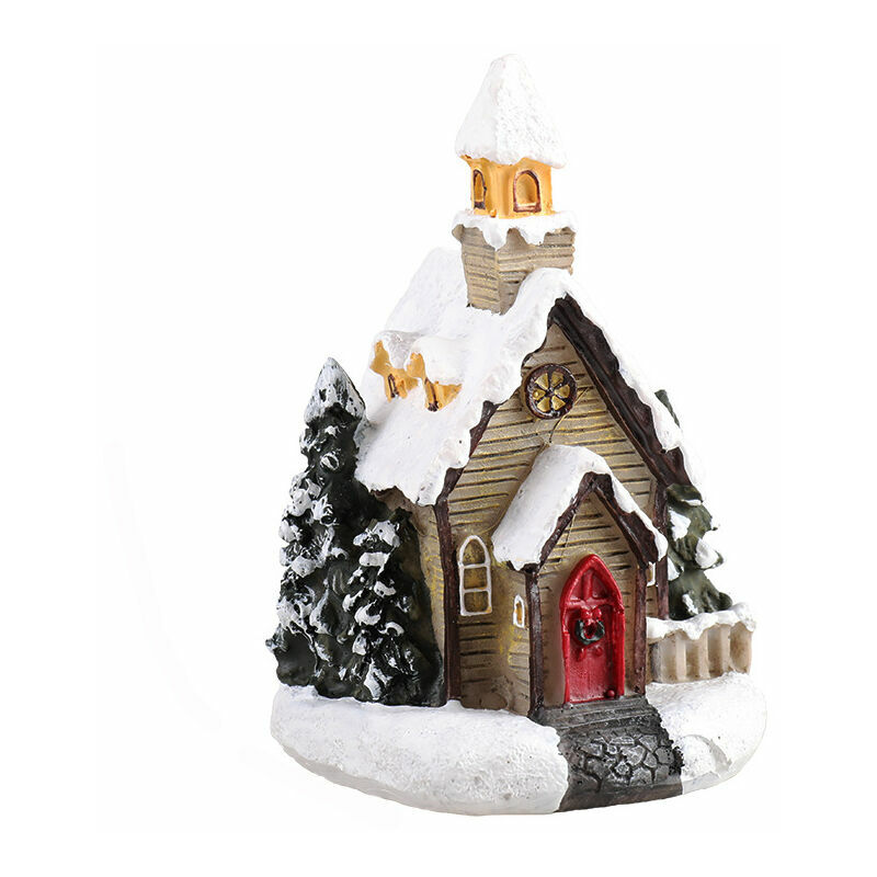 Luces de pueblo de Navidad, casa iluminada de pueblo de Navidad Casa de pueblo de Navidad LED, decoración de pueblo de Navidad en miniatura, casa de nieve de resina colorida regalo de luz nocturna par