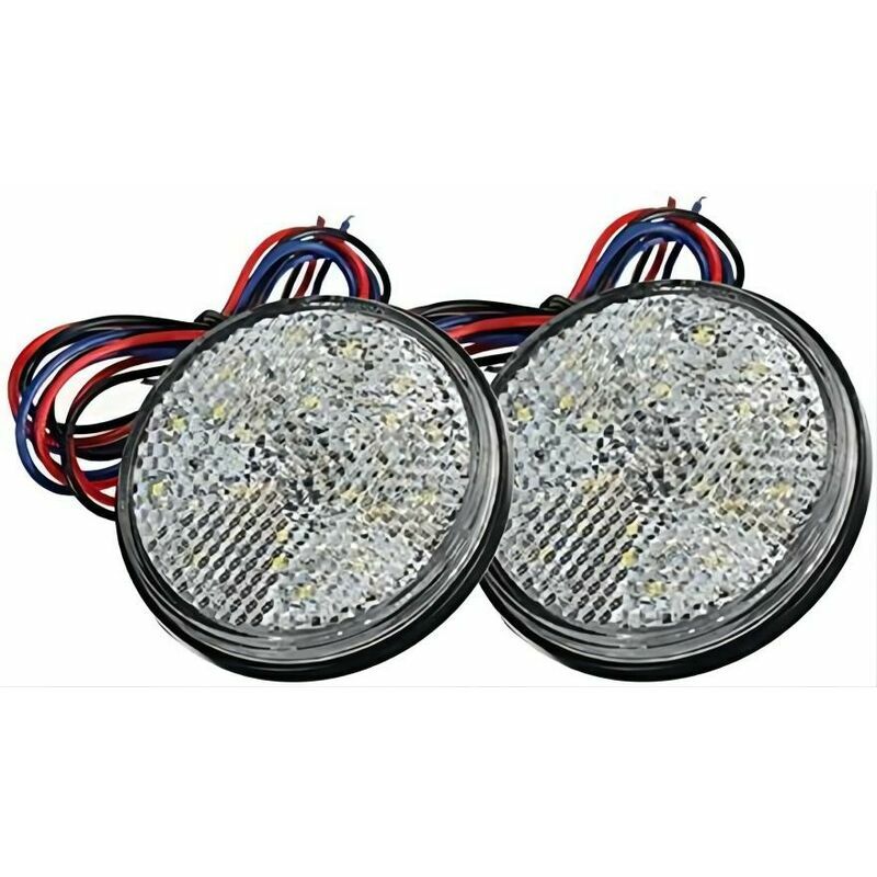 Luces LED para remolque, 12V Luz trasera para remolque 2PCS Remolque Coche LED Reflector redondo Luz de freno Luz de marcador LED para automóvil Motocicleta Camión (Blanco)