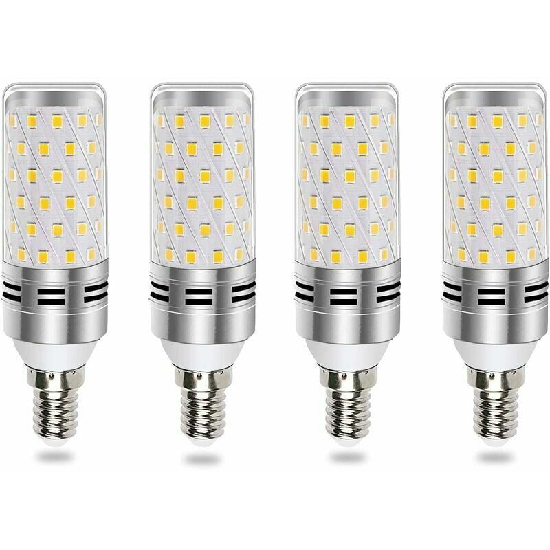 4 piezas de luz blanca (6000 K) piezas de aluminio plateado rayado E14-16w vela inteligente de atenuación de tres colores, para sala de estar, dormitorio, bao, etc.