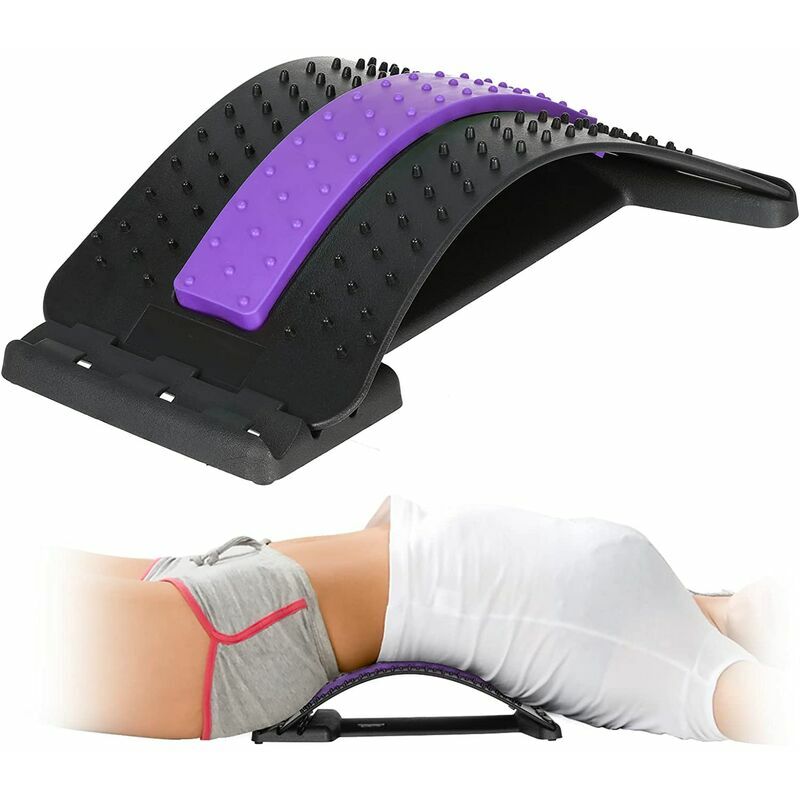 Camilla masajeadora de espalda, alivio del dolor de espalda - Camilla de espalda Soporte lumbar Relajación Alivio de la columna - Púrpura Negro - FVO