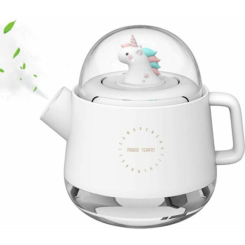 Humidificador ultrasónico de aire silencioso para bebés con luz nocturna, mini difusor de aceite esencial portátil, tetera mágica de diseo para habitación de bebés y nios en casa (unicornio)