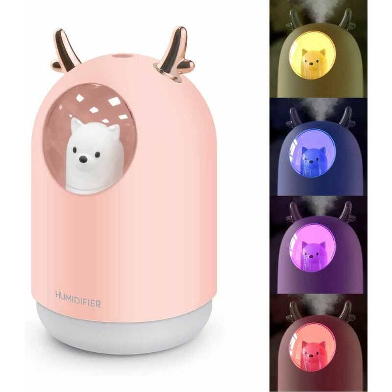 Mini humidificador de aire de 300 ml, humidificador de aire Shanmei USB portátil silencioso para el hogar del bebé, con apagado automático y función de luz nocturna para bebé, dormitorio, oficina, aut