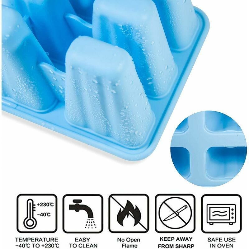 Juego de moldes de silicona para helados con 6 moldes reutilizables para helados Molde para helados para niños Máquina de helados