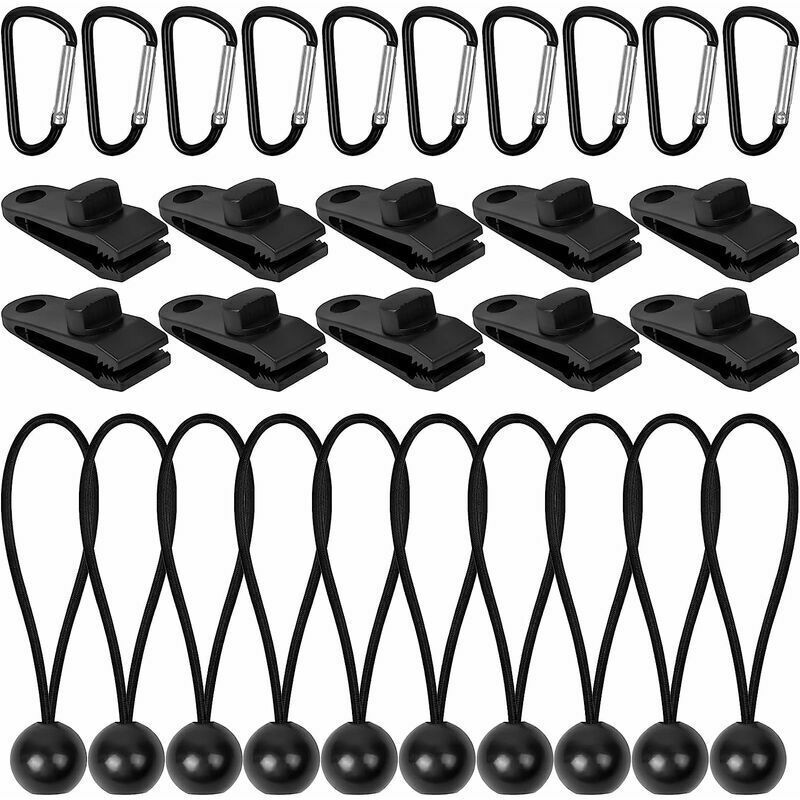 30 pinzas negras para lona, pinzas reutilizables para lona, pinzas resistentes para tienda de campaña, pinzas para lona de piscina, lona elástica, accesorios para remolque para lona de camping, carava