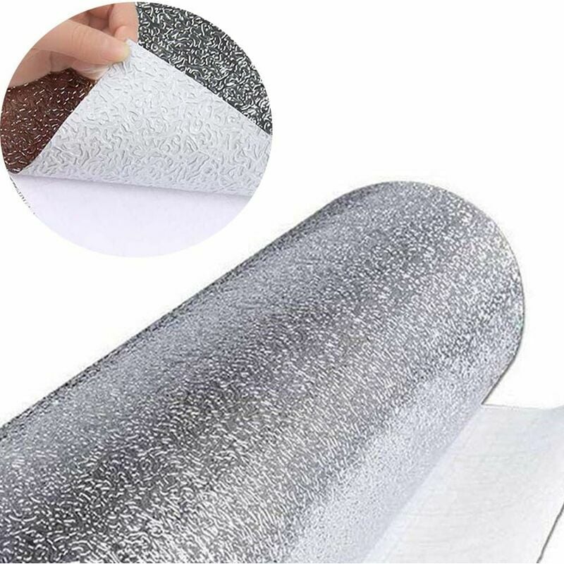 Pegatinas de papel de aluminio plateado para cocina, pegatinas autoadhesivas de papel de aluminio para cocina, pegatinas impermeables para estufa a prueba de aceite (30cm5m)