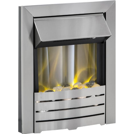 Adam Helios Electric Fire in Brushed Steel