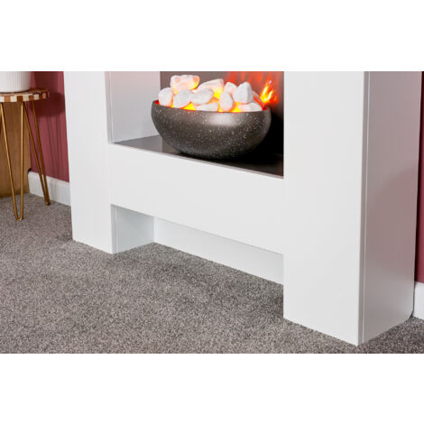Adam Cubist Electric Fireplace Suite in White