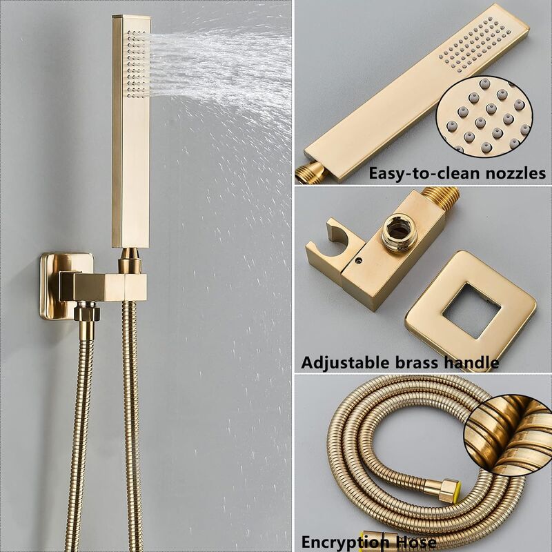 Authentic Brushed Gold Shower Faucet with Anti-scald Pressure Balance Valve