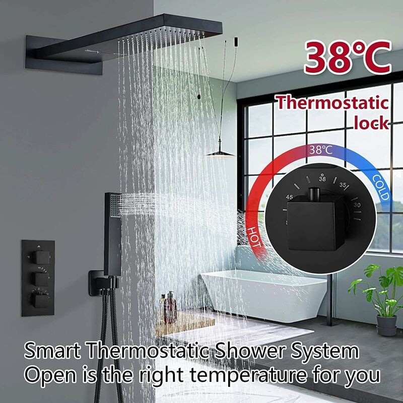 Thermostatic 2-Function Concealed Shower System Showerhead