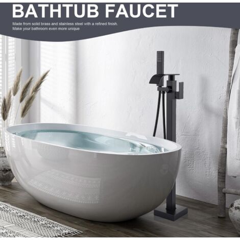 Freestanding Bathtub Faucet, Floor Mount, Freestanding Tub Filler, Shower Mixer Taps, Two Water Modes, 360° Swivel Spout, for Bathing & Showering Pet Bathing Cleaning Drains Toilet Flushing