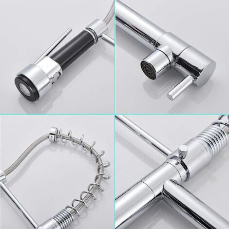 Kitchen Faucet Shower Mixer Sink Sprayer Double Function Kitchen Faucet–Swivel 360° Faucet Nozzle Sprayer With LED Lighting 3 Colors,Chrome