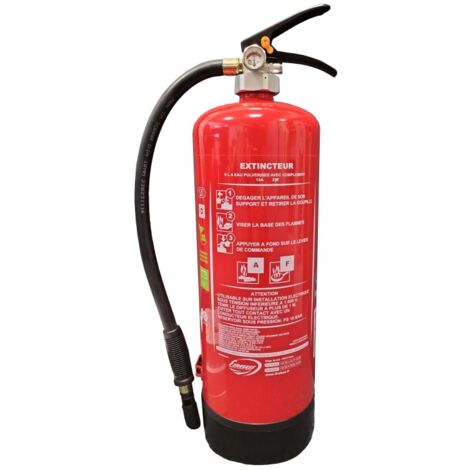 Mobiak – Extincteur 6L lithium classe 13A 25F – À pression permanente avec manomètre – Certifié NF, CE, MED – Support mural inclus