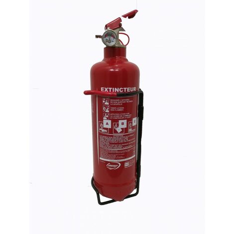 Mobiak – Extincteur portatif 1Kg poudre ABC – Agent extincteur 40% – Pression 17 bar – Capacité 8A 34B C – Support métallique inclus