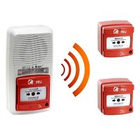 Alarme type 4 radio avec flash + 2 Déclencheur manuel d'alarme incendie radio