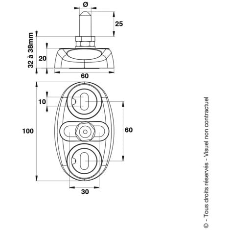 PORTAC Crapaudine réglable à visser en Inox avec stries antiglissement et cache-vis  Diamètre de l'axe (mm): Diamètre de l'axe (mm) : 12