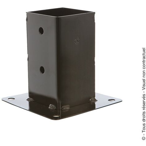 Support de poteau sur platine 90x90 mm – Acier traité cataphorèse – Résistant aux intempéries – Pour poteaux en bois 70x70 mm et 90x90 mm – Mermier