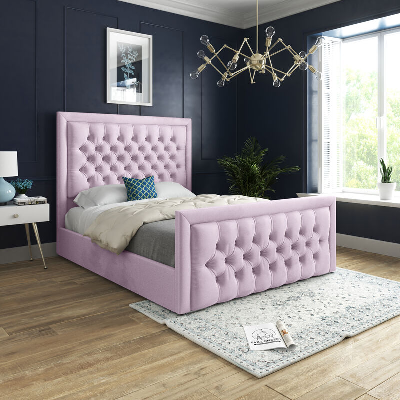 Pink double store sleigh bed