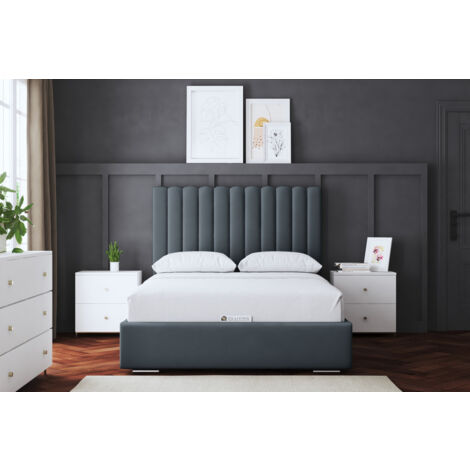 Evangeline Steel Upholstered Panel Bed Small Double