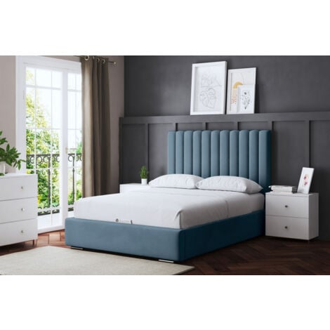 Evangeline Blue Upholstered Panel Bed Small Single
