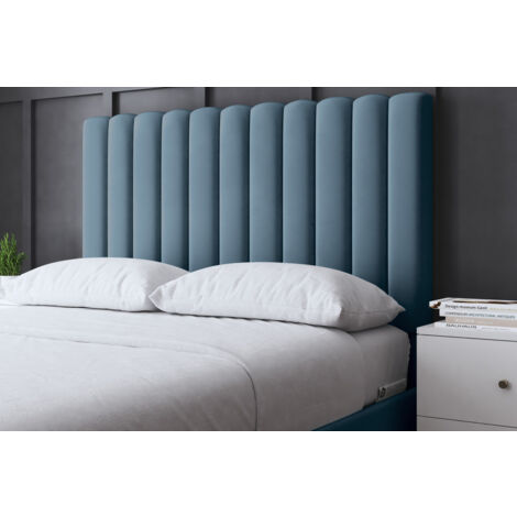 Evangeline Blue Upholstered Panel Bed Small Single
