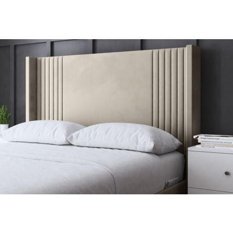 Elara Winged Cream Upholstered Bed Small Single