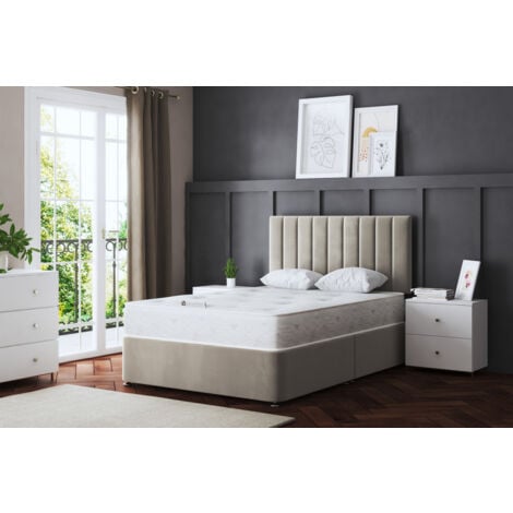 Amelia Cream Upholstered Panel Divan Bed Small Single