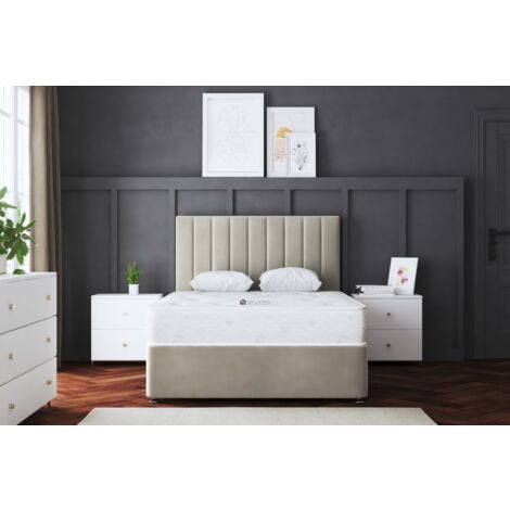 Amelia Cream Upholstered Panel Divan Bed Small Single