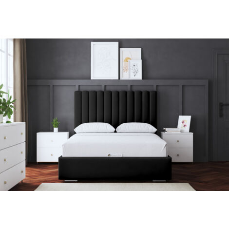 Evangeline Black Upholstered Panel Bed Single