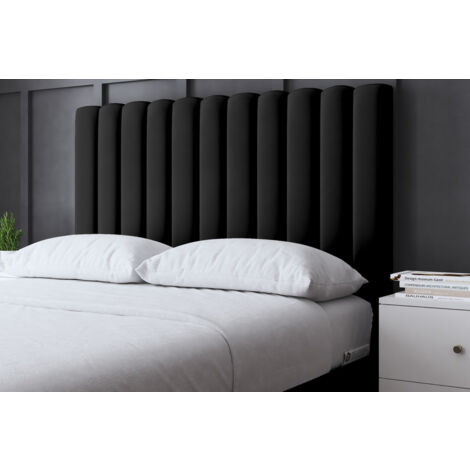 Evangeline Black Upholstered Panel Bed Single