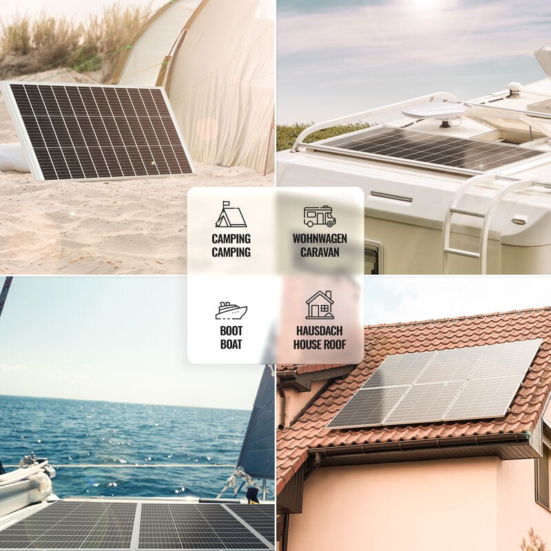 Panneau solaire monocristallin - photovoltaïque, silicium, 50 w, câble avec  connecteur mc4, batterie de 12 v - module solaire pour camping-car,  caravane, bateau, yacht, jardin - Conforama