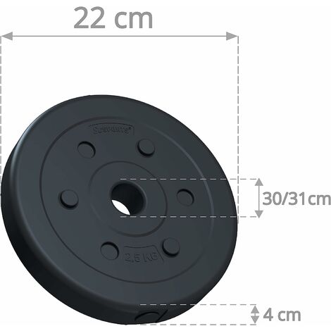 ScSPORTS 20 kg Long Haltère en plastique Kit haltères 2 x 1,25 kg + 2 x 2,5  kg + 2 x 5 kg : ScSPORTS: : Sports et Loisirs