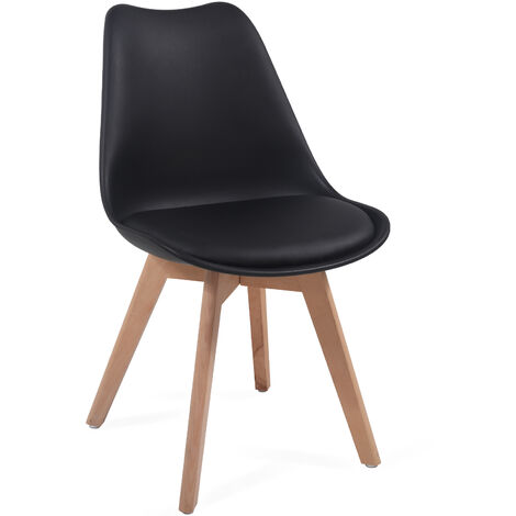 MIADOMODO® Chaise de Salle à Manger en Velours - Lot de 4, Pieds en Bois  Hêtre, Style Moderne, Noir