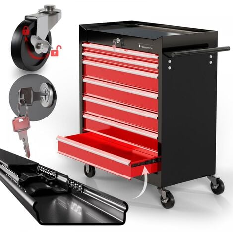 Servante atelier 6 tiroirs - Bac porte-outils - Fermeture sécurisée - 2  roulettes avec freins - Capacité par tiroir 30kg - à pri
