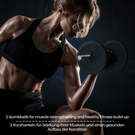 Physionics® Haltère / Poids de Musculation - 30 kg, 2 Barres Courtes et 4  Fermoirs - Disques pour Fitness, Set d'Haltères Courts
