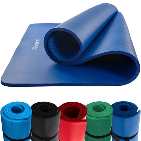 Tapis de yoga et de fitness bleu souple et résistant en NBR - 183 cm