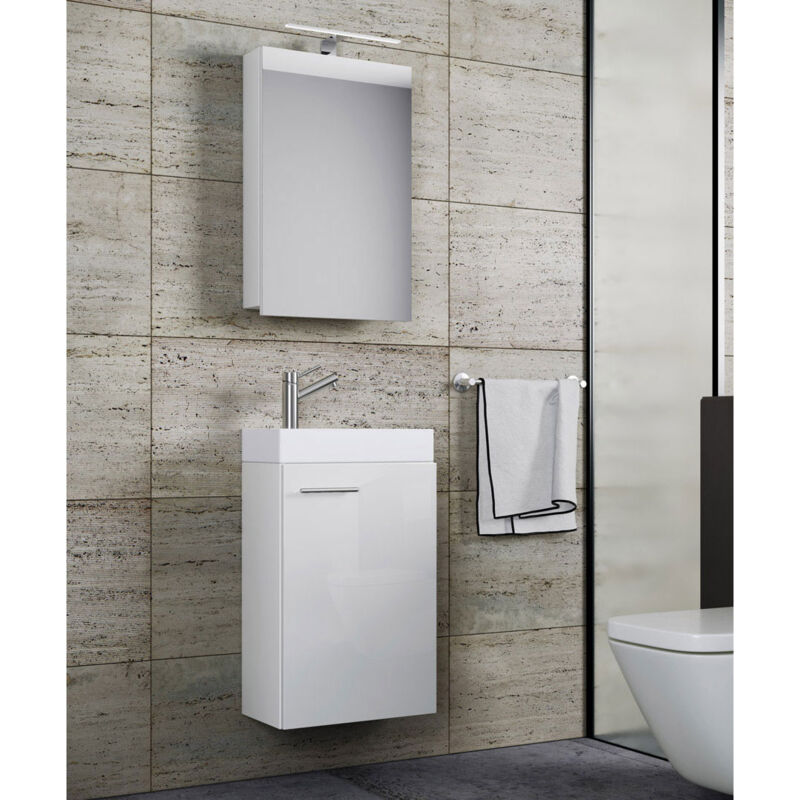 Armoires de toilette avec 1 porte EMKE Armoire Salle de Bain en Aluminium  avec éclairage Blanc 70 × 50 cm
