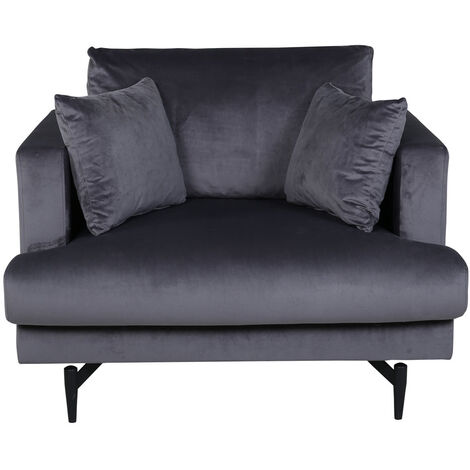 Sofia Fauteuil en velours, gris foncé. (1/5)