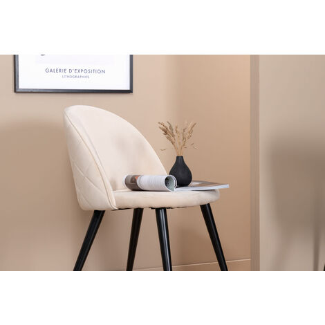 Velvet Chaise de salle à manger en velours, Beige.