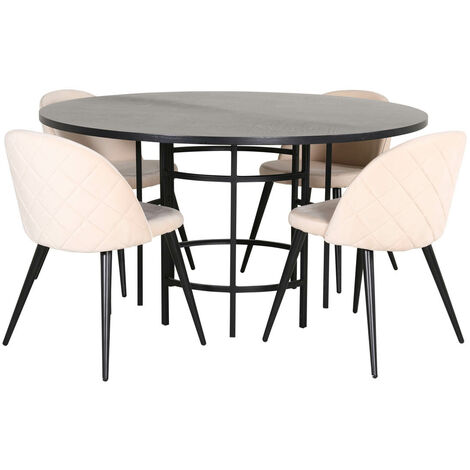 Ensemble table + 4 chaises EDISON Noir et Imitation chêne - Ensemble table  et chaises BUT