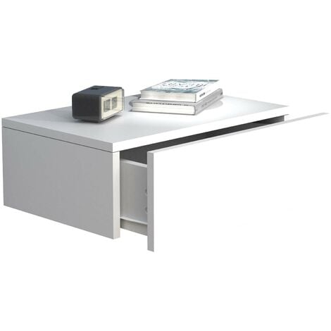 UsalM45 table de nuit accroché au mur 1 tiroir blanc.