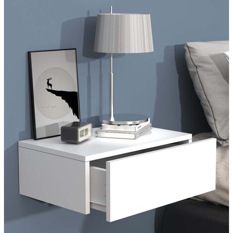 UsalM45 table de nuit accroché au mur 1 tiroir blanc.