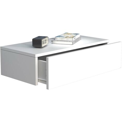 UsalM60 table de nuit accroché au mur 1 tiroir blanc.