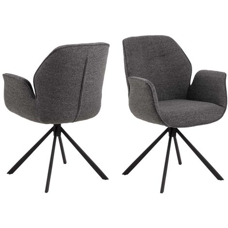 Fauteuil repas 60x58,5x91 cm en tissu bouclette gris foncé (1/5)
