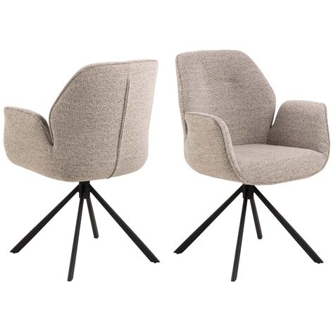 Fauteuil repas 60x58,5x91 cm en tissu bouclette beige (1/5)